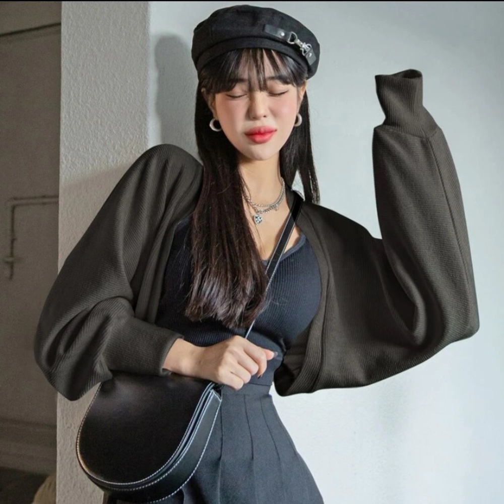 SHEIN Gray Batwing Sleeve Bolero Cardigan